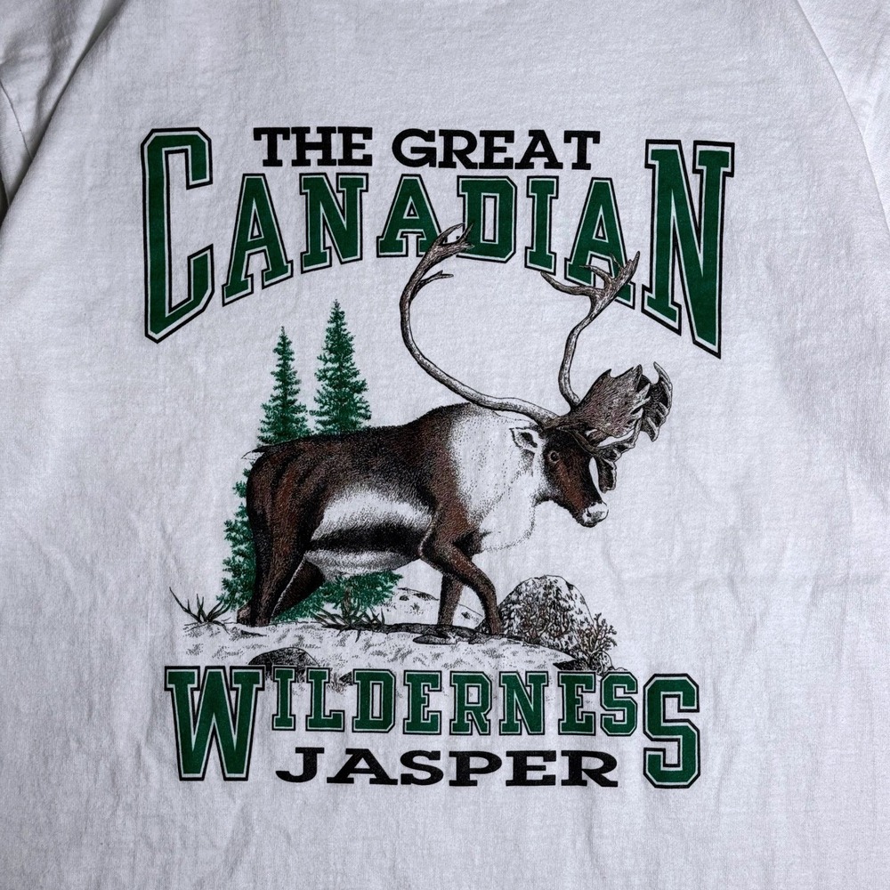 vintage‎ Fruit of the Loom Jasper The Great Canadian Wilderness Caribou shirt L
